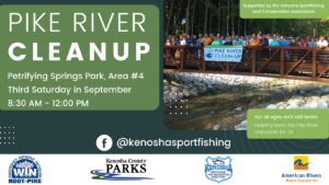 Pike River Cleanup - Petrifying Springs Park, Area #4 Third Saturday in September 8:30 am to 12:00 pm